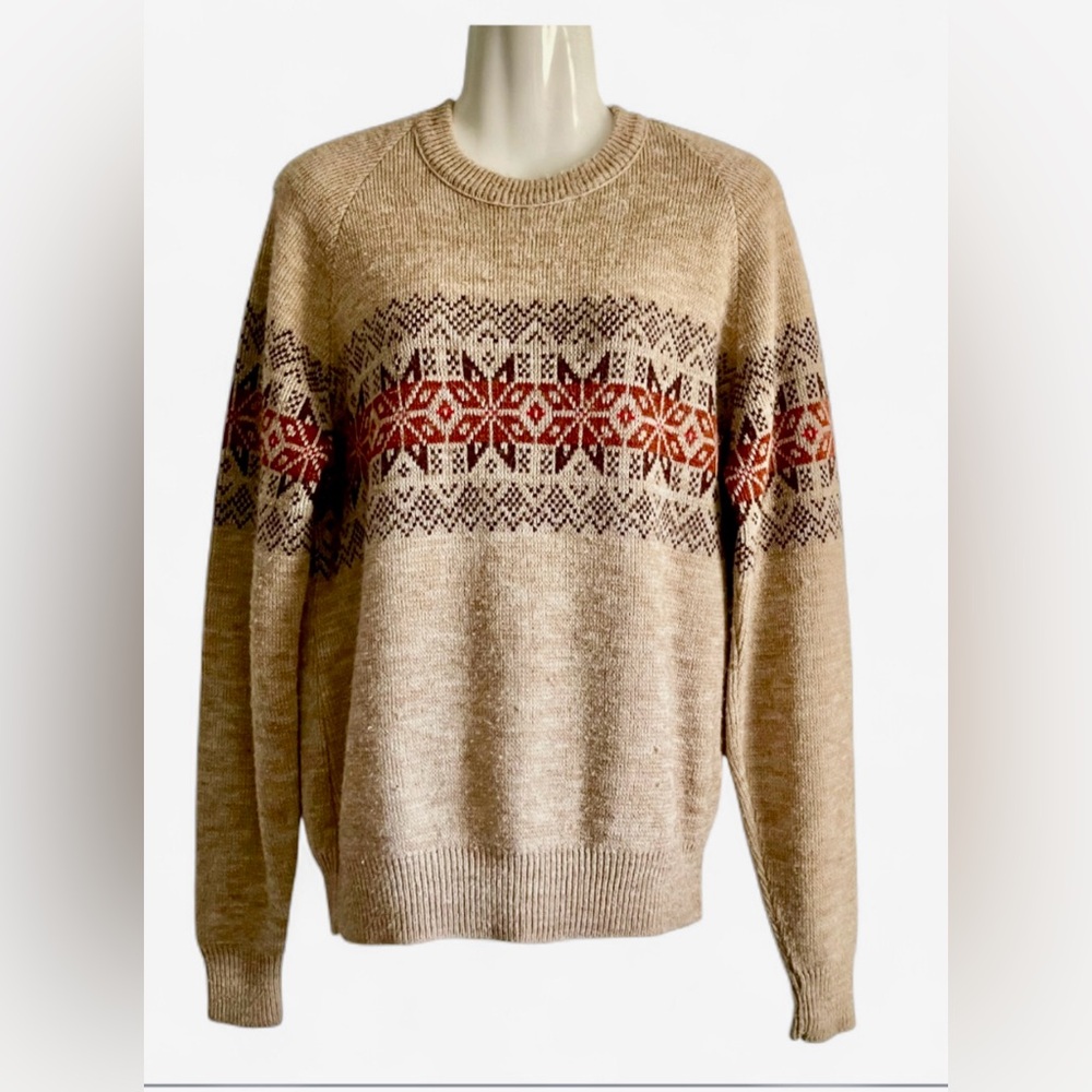 Vintage JCPenney Beige and Red Crewneck Sweater